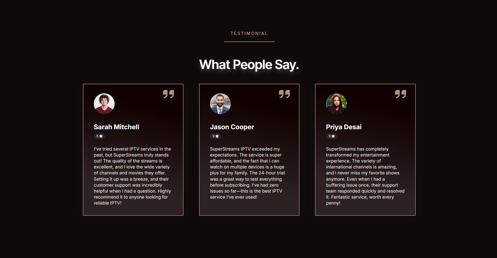 Testimonials Section